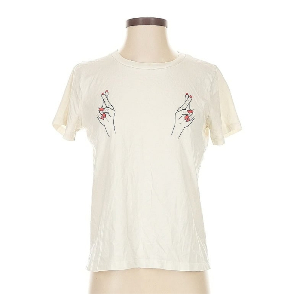 Madewell x Unfortunate Portrait Fingers Crossed Embroidered Graphic Tee S